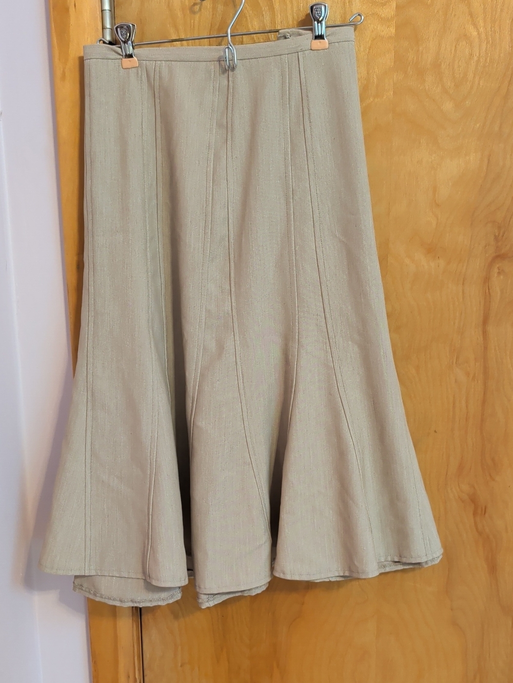 Dress Barn Neutral Beige A-Line Flared Panel Skirt